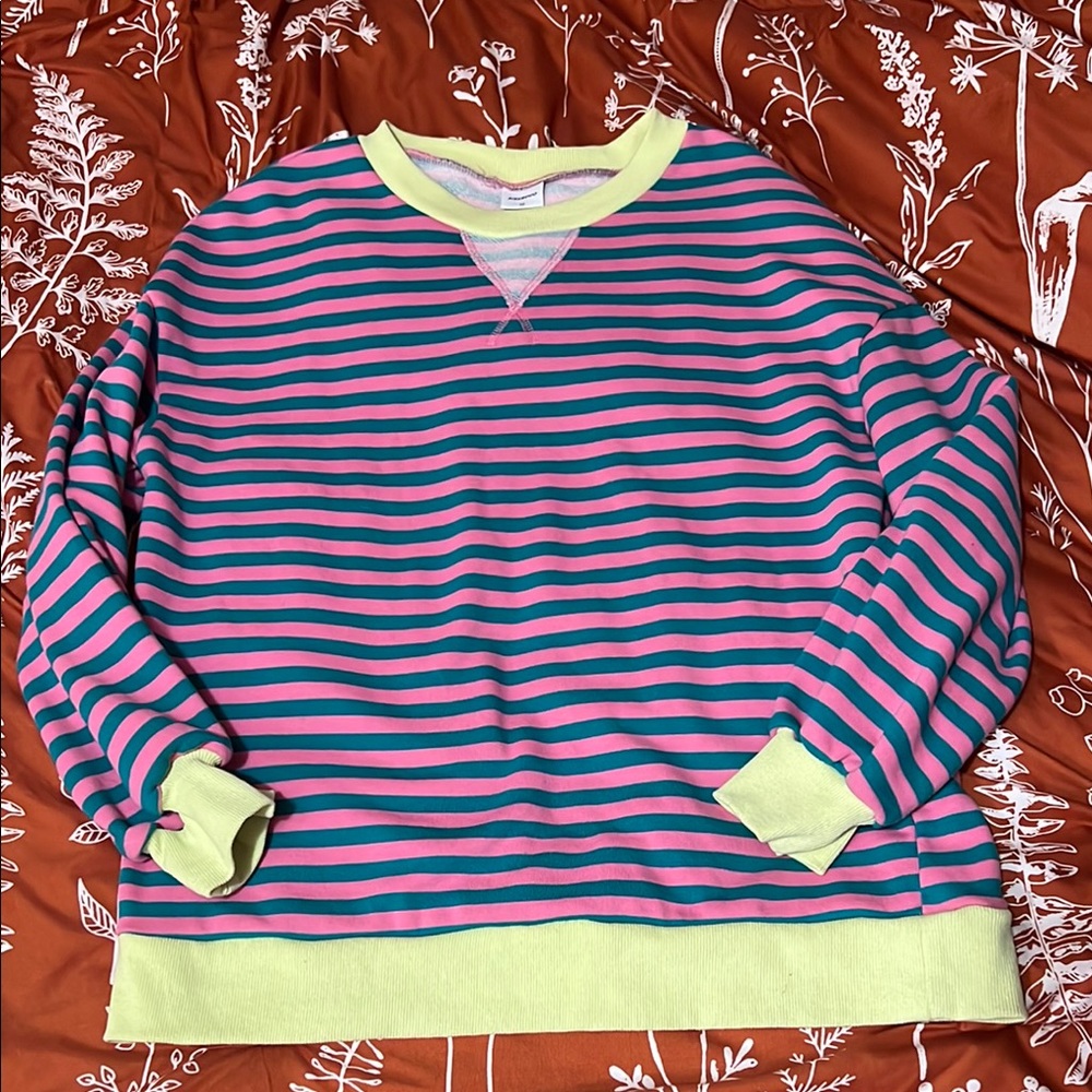 Striped Pink and neon yellow Sweatshirt
